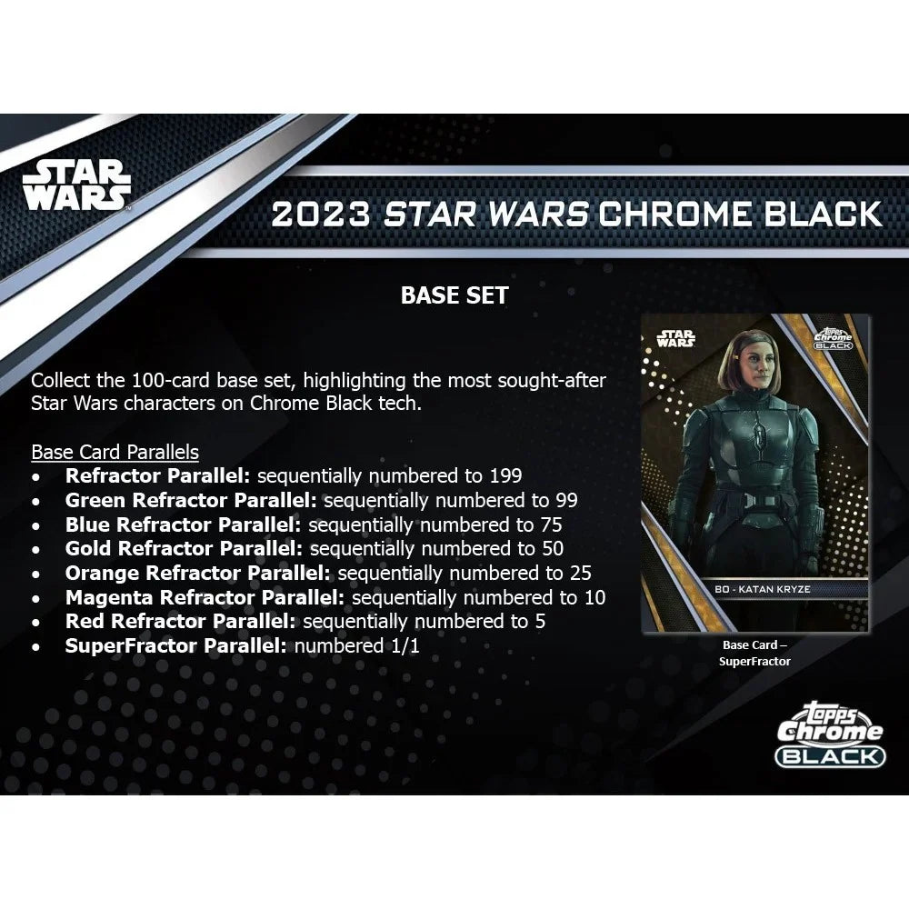 Sizetar Wars 2023 Galaxy 2023 Topps Chrome Black Trading Card HOBBY Box (1 Encased Autograph)