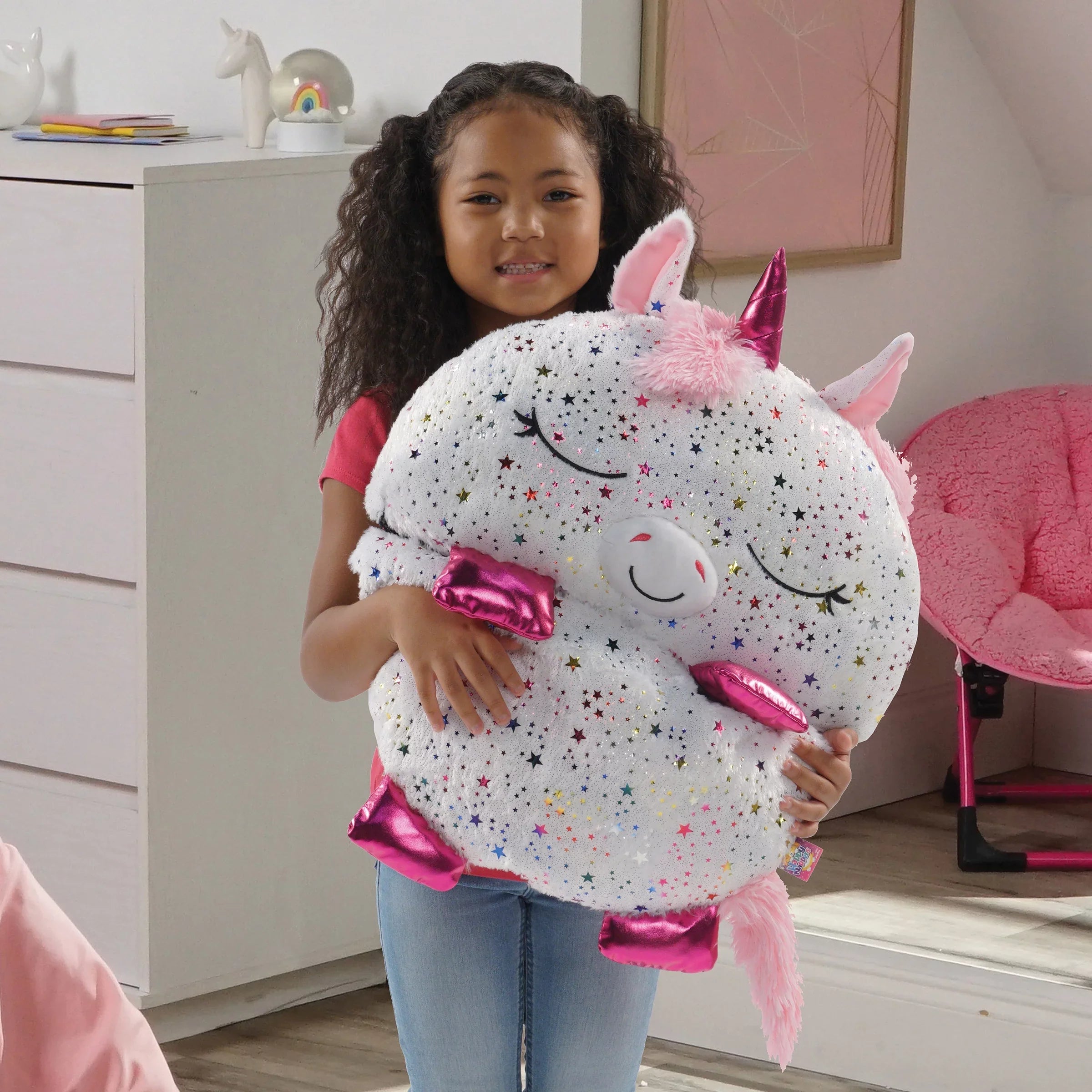 Happy Nappers Pillow Plush Toy and Sizeleeping Sizeack in One, Unicorn