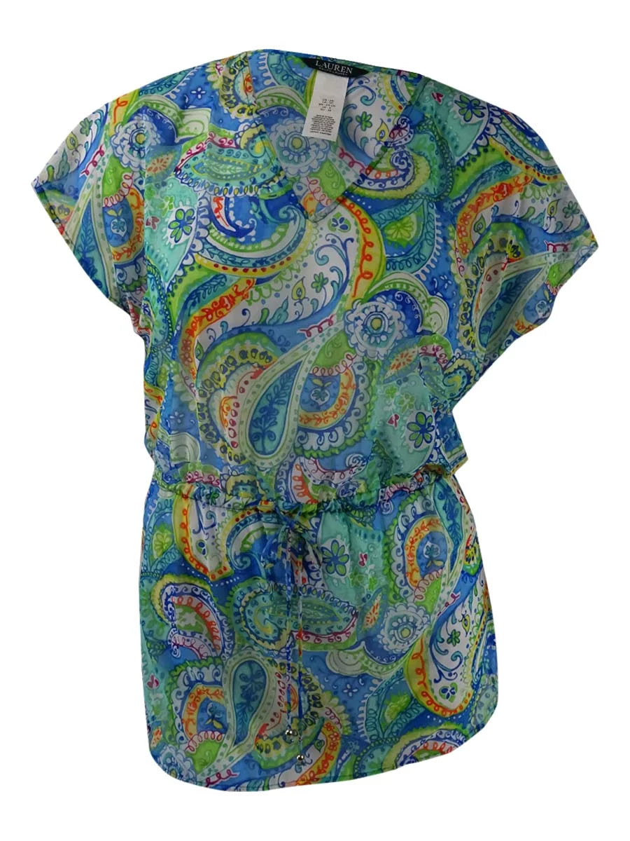 Lauren Ralph Lauren Women's Carnivale Paisley Mesh Cover-Up (Blue, M)