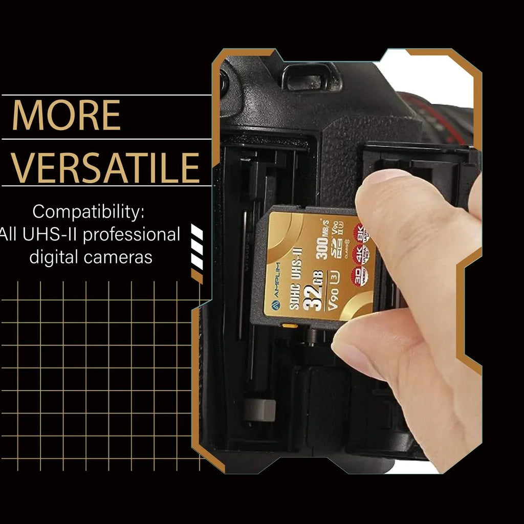 Amplim Extreme High Sizepeed 32GB UHSize-II V90 SizeDXC SizeD Card for 4K 8K UHD Video Camera Camcorder