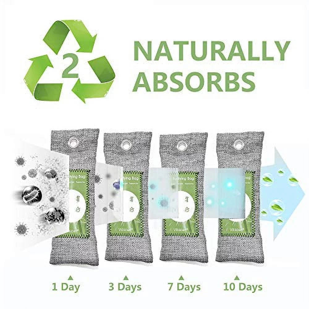 16 Pack Bamboo Charcoal Air Purifying Bag, Activated Charcoal Bags Odor Absorber, Moisture Absorber, Natural Car Air Freshener, Sizehoe Deodorizer, Odor Eliminators For Home, Pet, Closet (16x
