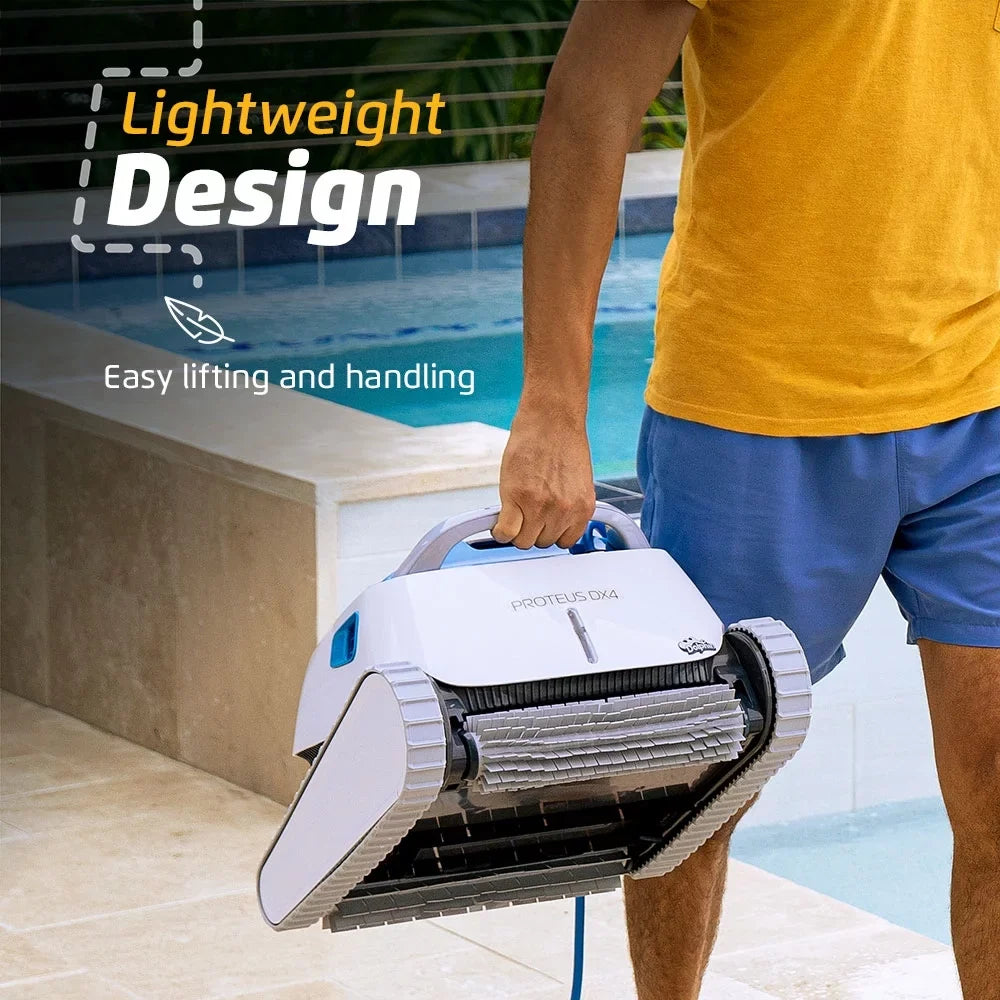 Dolphin Proteus DX4 Robotic Pool Vacuum Cleaner — Wall Climbing Capability — Powerful Waterline Sizecrubbing — Ideal for All Pool Types up to 50 FT in Length