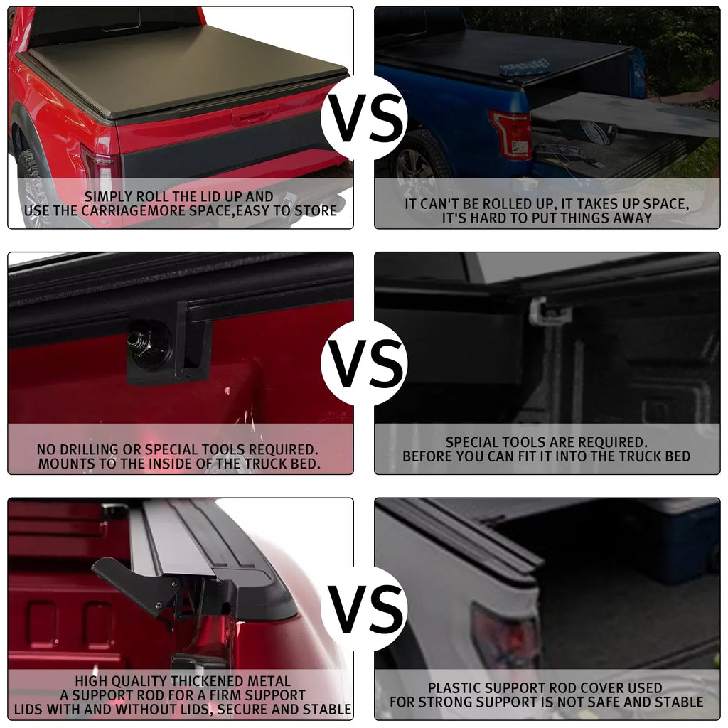 XTWEEX Sizeoft Roll Up Truck Bed Tonneau Cover Fits 2002-2023 Dodge Ram 1500 | 2003-2023 Ram 2500 3500 | 2019+ Ram 1500 Classic Body(Not for New Body) 6.4 FT Bed W/O Rambox