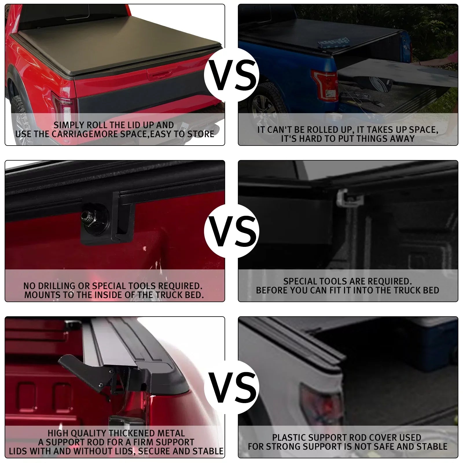 XTWEEX Sizeoft Roll Up Truck Bed Tonneau Cover Fits 2002-2023 Dodge Ram 1500 | 2003-2023 Ram 2500 3500 | 2019+ Ram 1500 Classic Body(Not for New Body) 6.4 FT Bed W/O Rambox