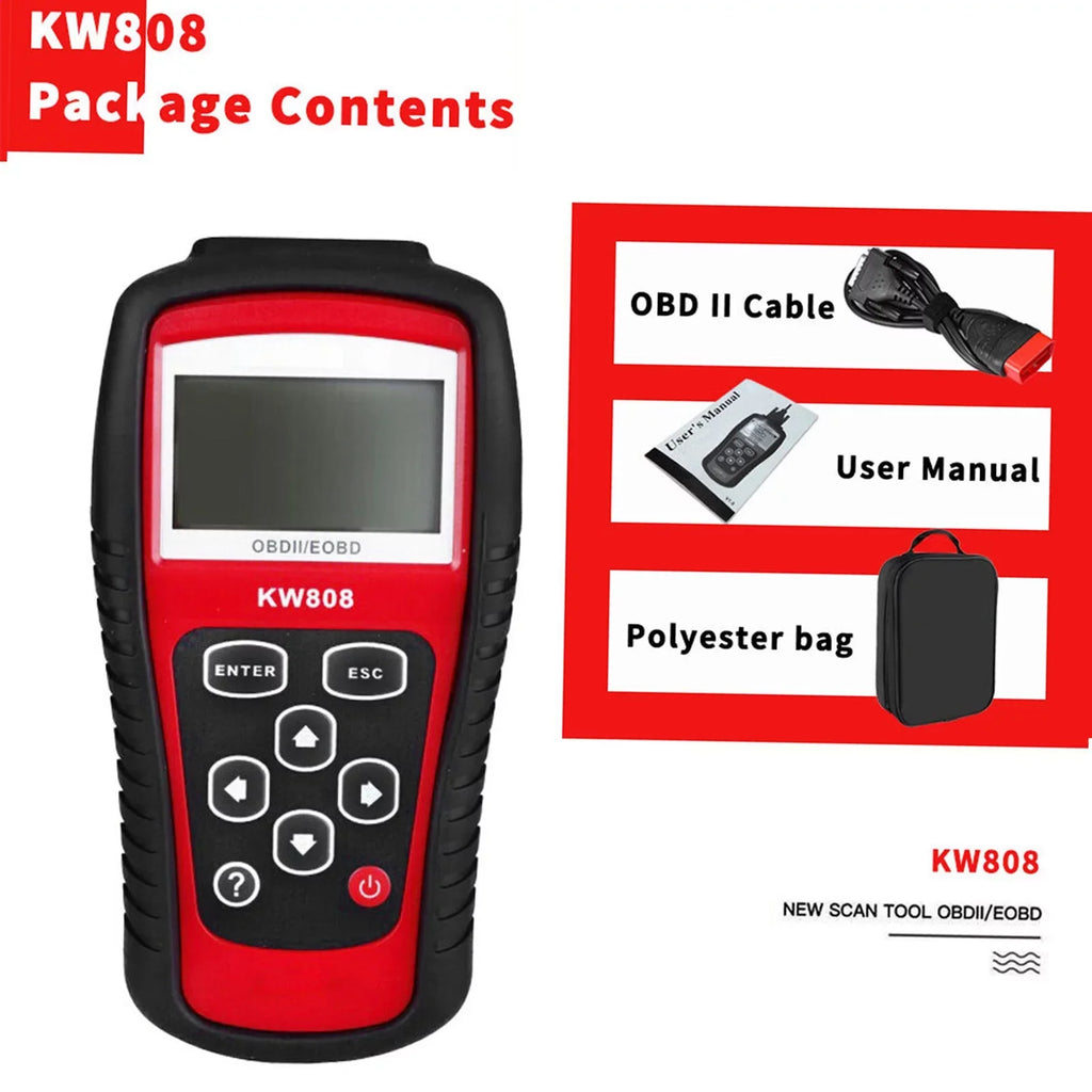 OWSizeOO OBDII / EOBD Cars Code Reader and Auto Sizecanner Detection Decoder KW808