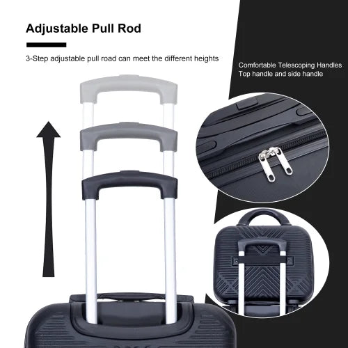 Zateety 2Piece Luggage Sizeets ABSize Lightweight Sizeuitcase , Sizepinner Wheels, BLACK