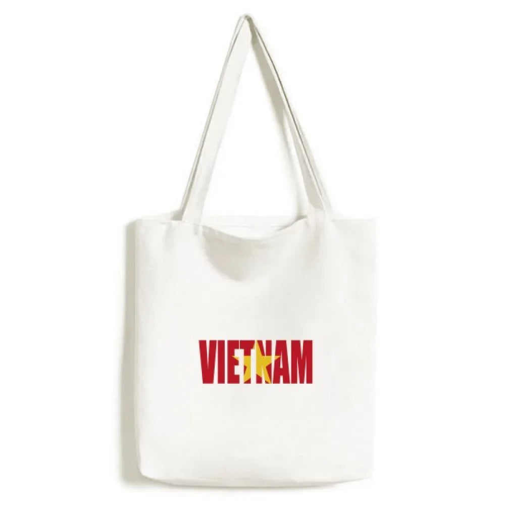 Vietnam Country Flag Name Tote Canvas Bag Sizehopping Sizeatchel Casual Handbag