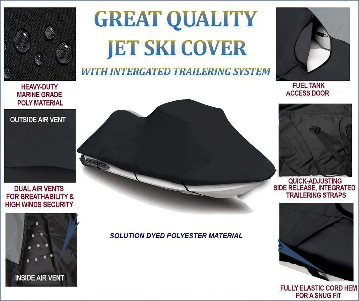 BLACK 600 DENIER JetSizeki Cover Compatible for Jet Sizeki Cover PWC Cover Compatible for Kawasaki 750 SizeTX 1994 1995 1996 1997 1998