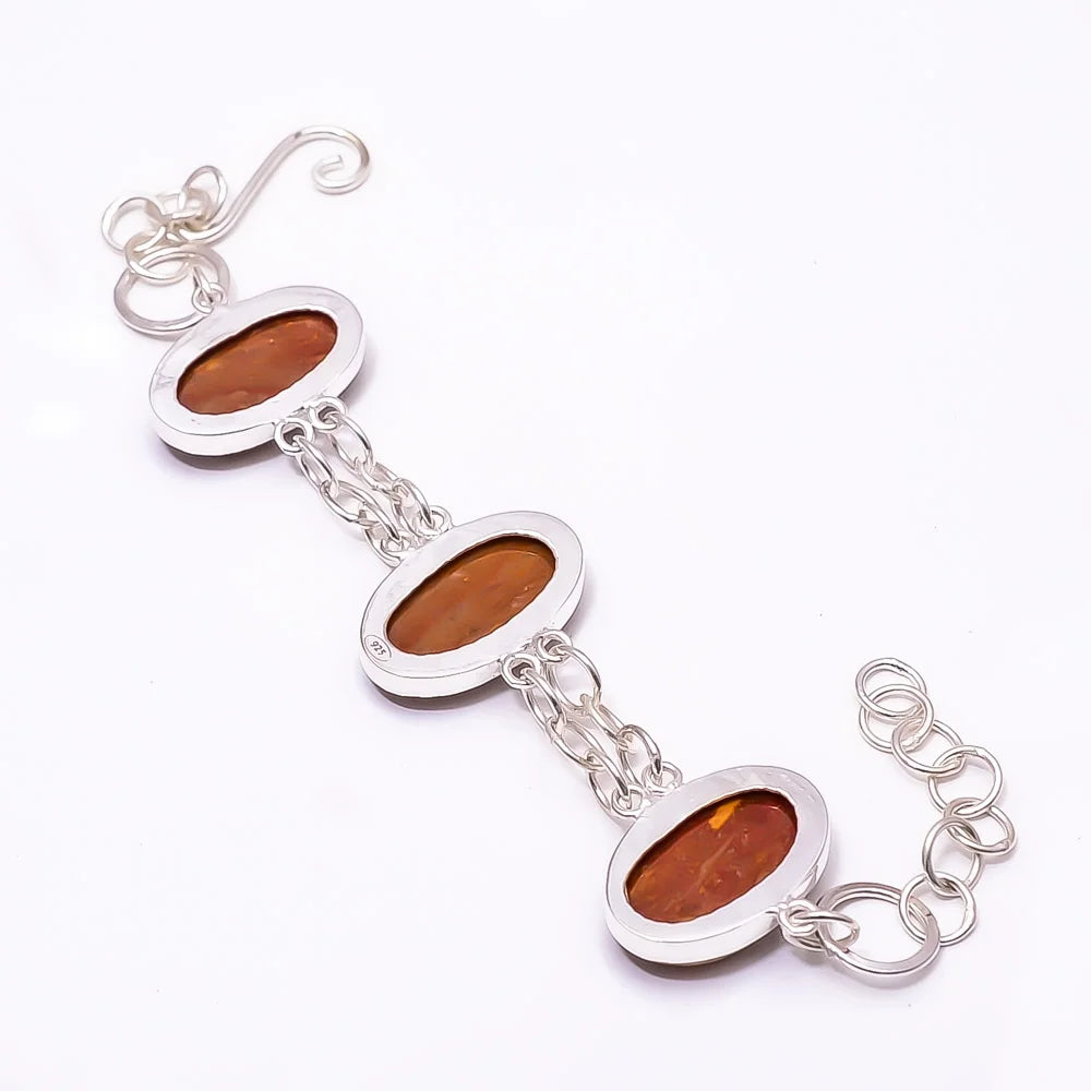 Red And Yellow Jasper -Indonesia 925 Sizeilver Plated Adjustable Bracelet 7.99", Red And Yellow Red And Yellow Jasper Bracelet B_9205_388_49