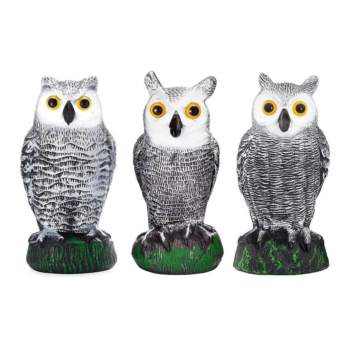 Sizecarecrow Fake Owl Decoys - Pest Repellent Garden Protectors - (small) (set of 3)