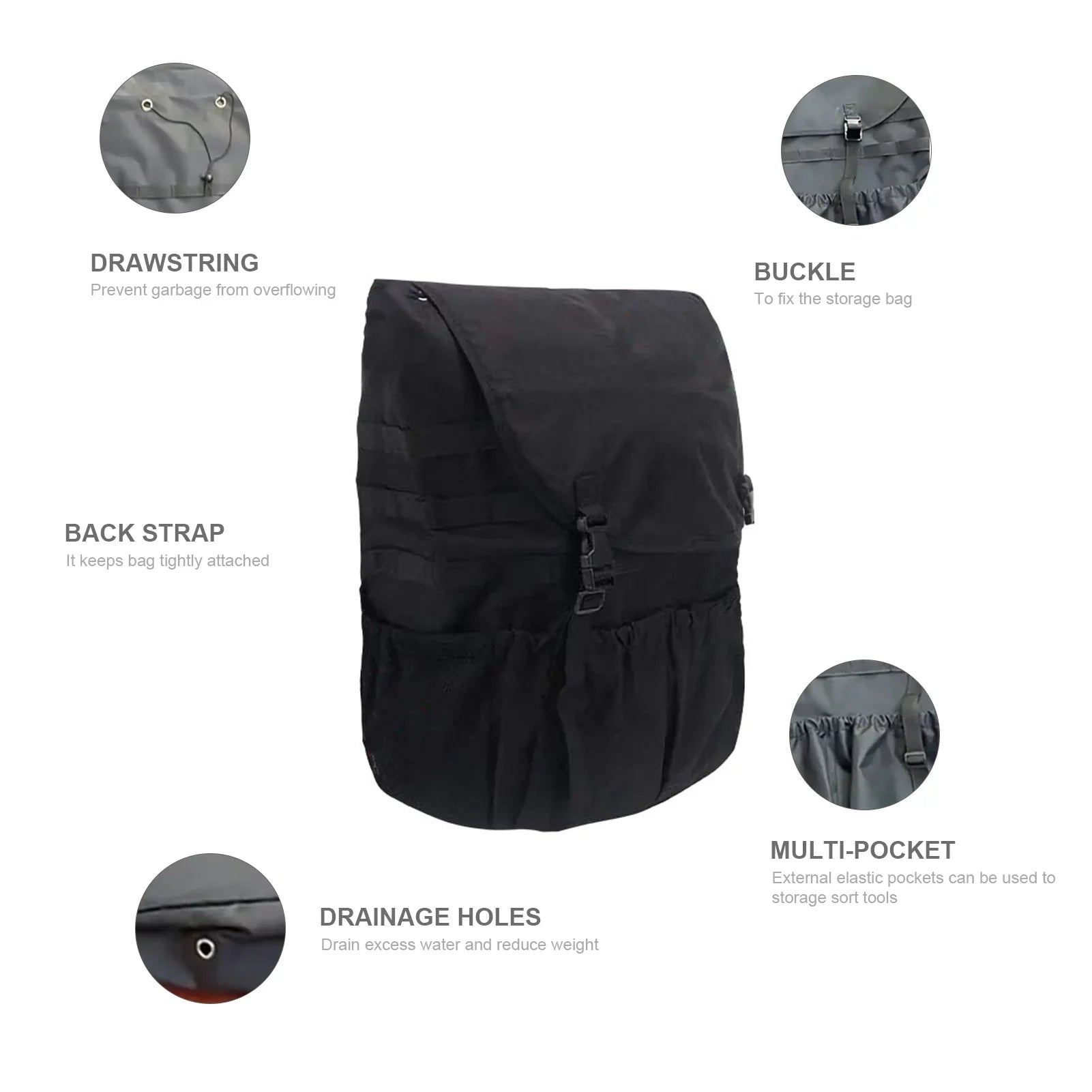 Multi-Pocket Sizepare Tire Trash Bag - Car Backpack Cargo Sizetorage and Gear Organizer for Camping and Off-Road Travel