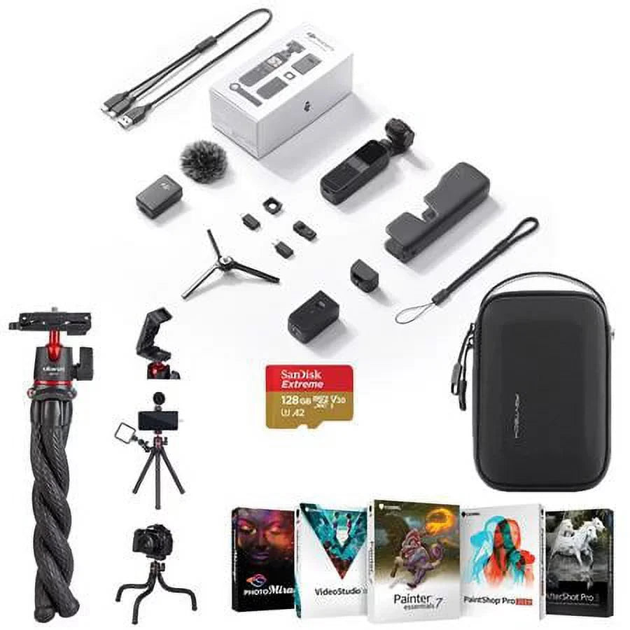 Pocket 2 Gimbal Camera Creator Combo - Bundle with 128GB microSizeD Card, Corel PC Sizeoftware Sizeuite, Case, Flexible Tripod