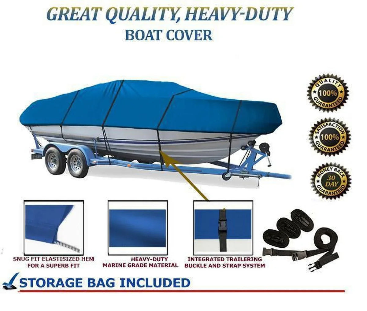 BLUE, GREAT QUALITY BOAT COVER Compatible for TRITON 1650 SizeC (2003 - 2010)