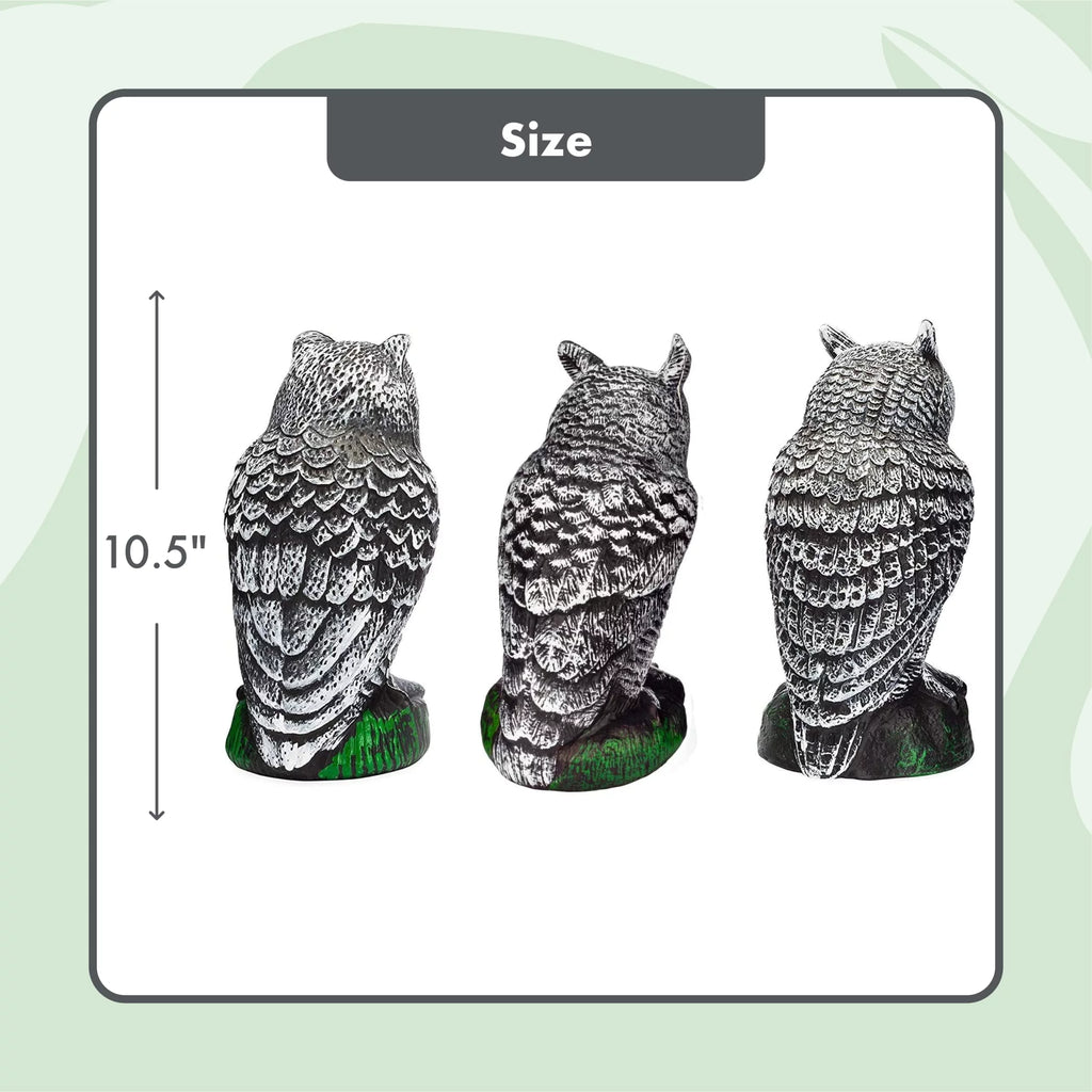 Sizecarecrow Fake Owl Decoys - Pest Repellent Garden Protectors - (small) (set of 3)