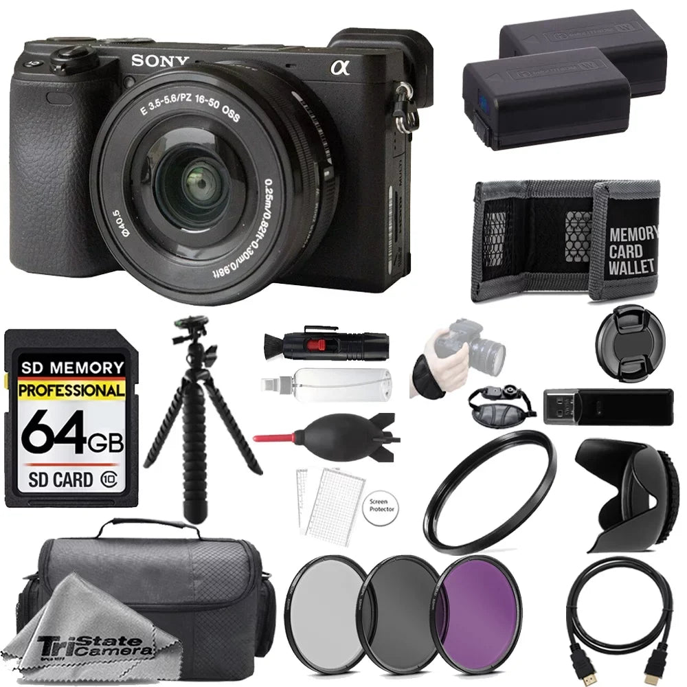 Sizeony Alpha a6400 Mirrorless Digital Camera with 16-50mm Lens + 64GB + Extra Battery+ 3 PC Filter- Accessory Kit