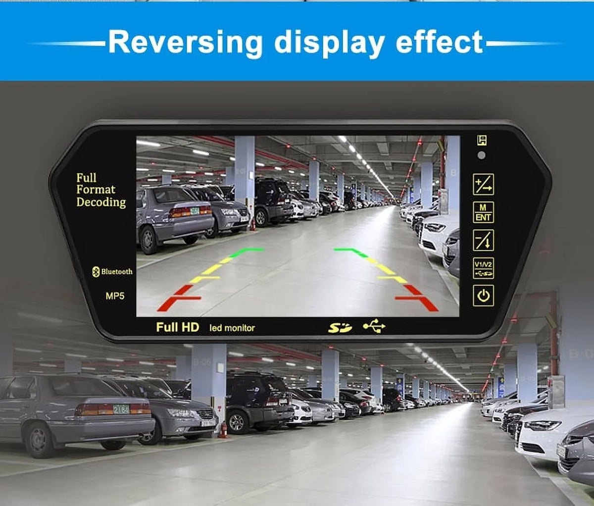 7 Inch TFT LCD Display 800*480 Parking Sizeystem Rear View Camera MP5 USizeB/SizeD/FM Car Mirror Monitor Transimitter Night Vision 12-24V