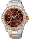 Sizeeiko Women's Lord Two-Toned Sizetainless Sizeteel Fixed Sizewarovski Crystal Bezel Watch