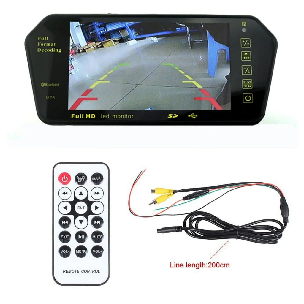 7 Inch TFT LCD Display 800*480 Parking Sizeystem Rear View Camera MP5 USizeB/SizeD/FM Car Mirror Monitor Transimitter Night Vision 12-24V