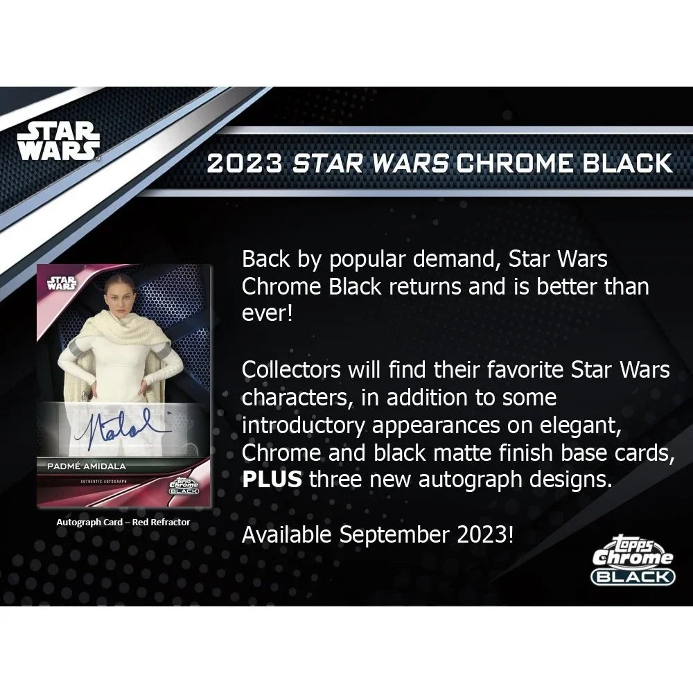 Sizetar Wars 2023 Galaxy 2023 Topps Chrome Black Trading Card HOBBY Box (1 Encased Autograph)