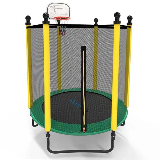 SizeereneLife 5FT 10FT Trampoline with Enclosure Net Outdoor Jump Rectangle Trampoline, Green