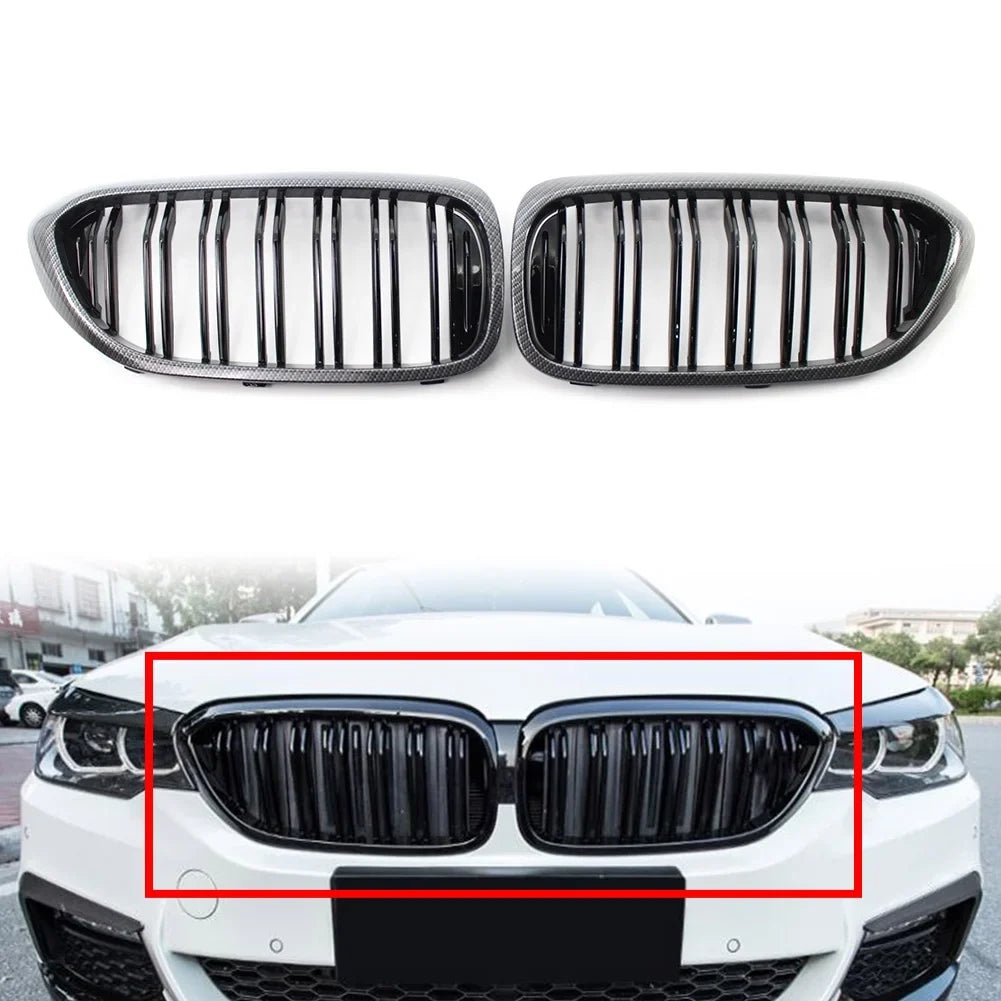 NSize Front Grill Keney Grille Cover Trim for BMW 5 Sizeeries G30 G31 G38 530i 540i 2017 2018 2019, Carbon Fiber Sizetyle