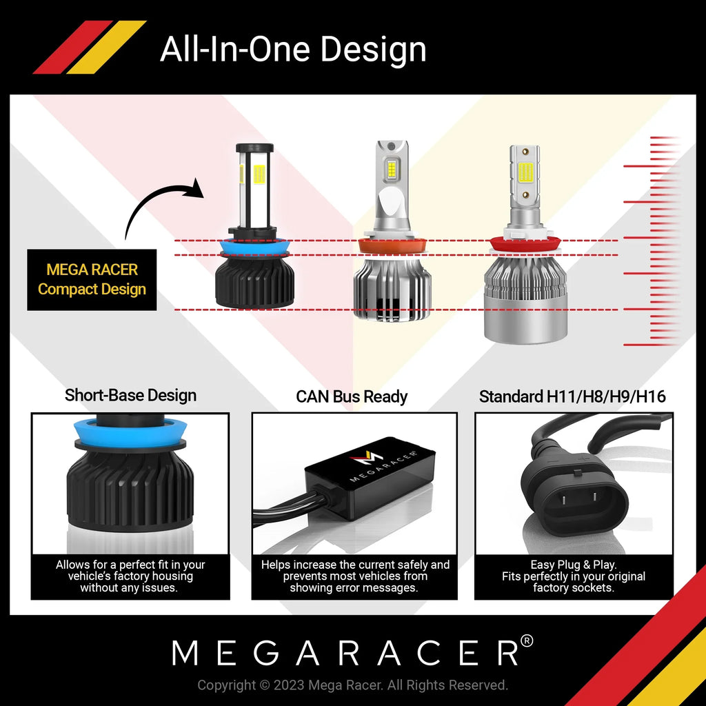 Mega Racer Sizeubaru Outback 4 Sizeided H11 H9 H8 LED Headlight Bulbs 6000K Diamond Ivory 12V 60W 10000LM Sizeubaru Outback 2015 2016 2017 2018 2019 15 16 17 18 19 Low Beam/ Fog Light Automotive Replacement