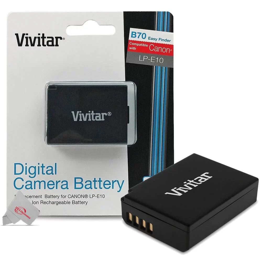 3 Vivitar LP E10 Replacement Batteries and Charger for Canon T7 T6 T5 T100 4000D 3000D 2000D