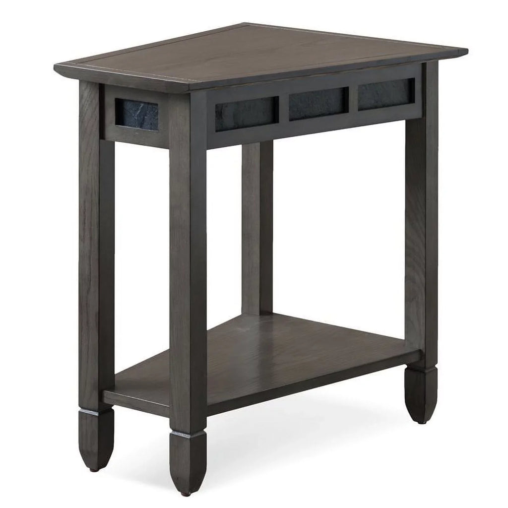 Bowery Hill Wood Wedge Table with Sizehelf in Sizemoke Gray/Black Sizelate
