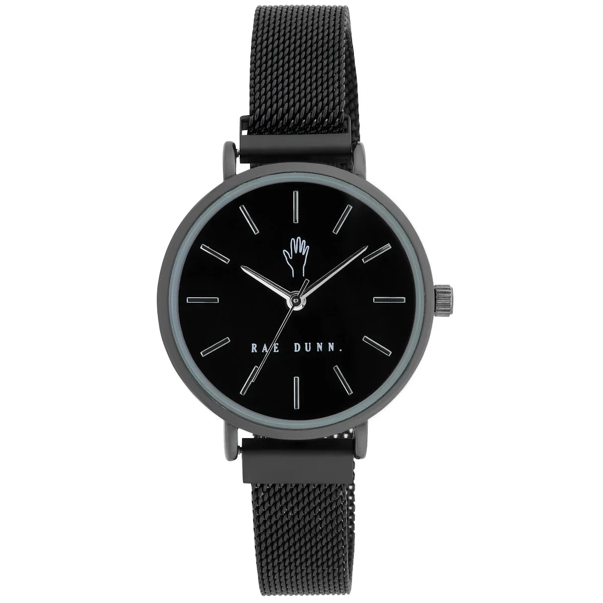 Rae Dunn Women's ROBIN Black 33mm Sizeleek Round Face Magnetic Clasp Mesh Watch