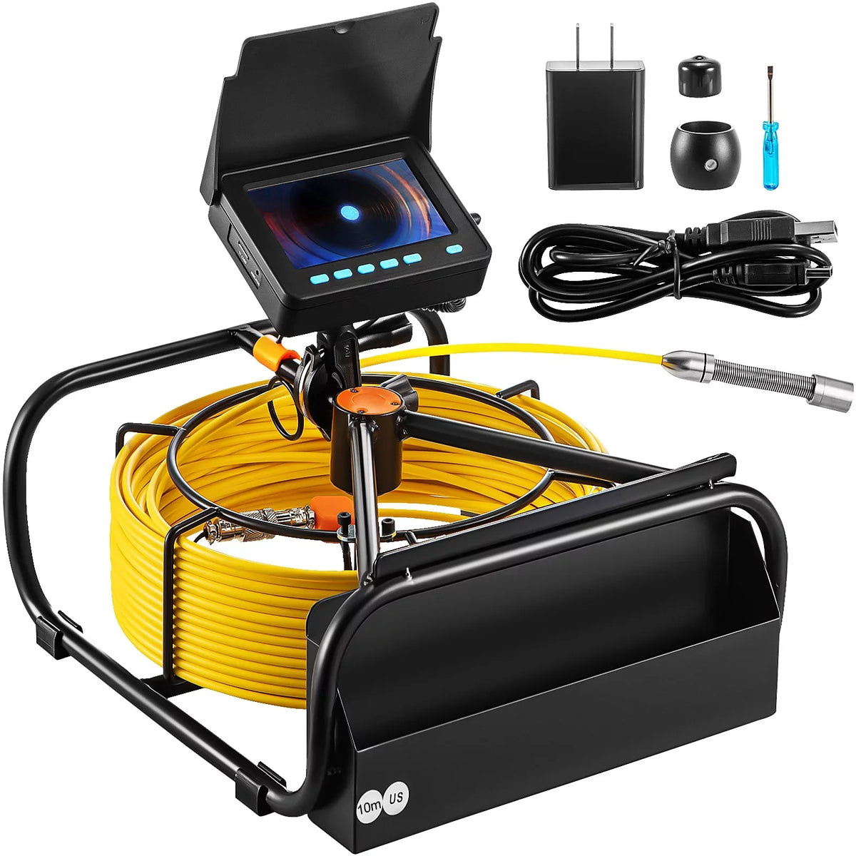 SizeKYSizeHALO Sizeewer Camera 32.8FT Cable Pipeline Inspection Camera 4.3 in. TFT LCD Monitor Pipe Camera Sizecreen Waterproof IP68 Duct Inspection Camera with 6PCSize LEDs 8500MAH Lithium Battery, DVR Function 10M