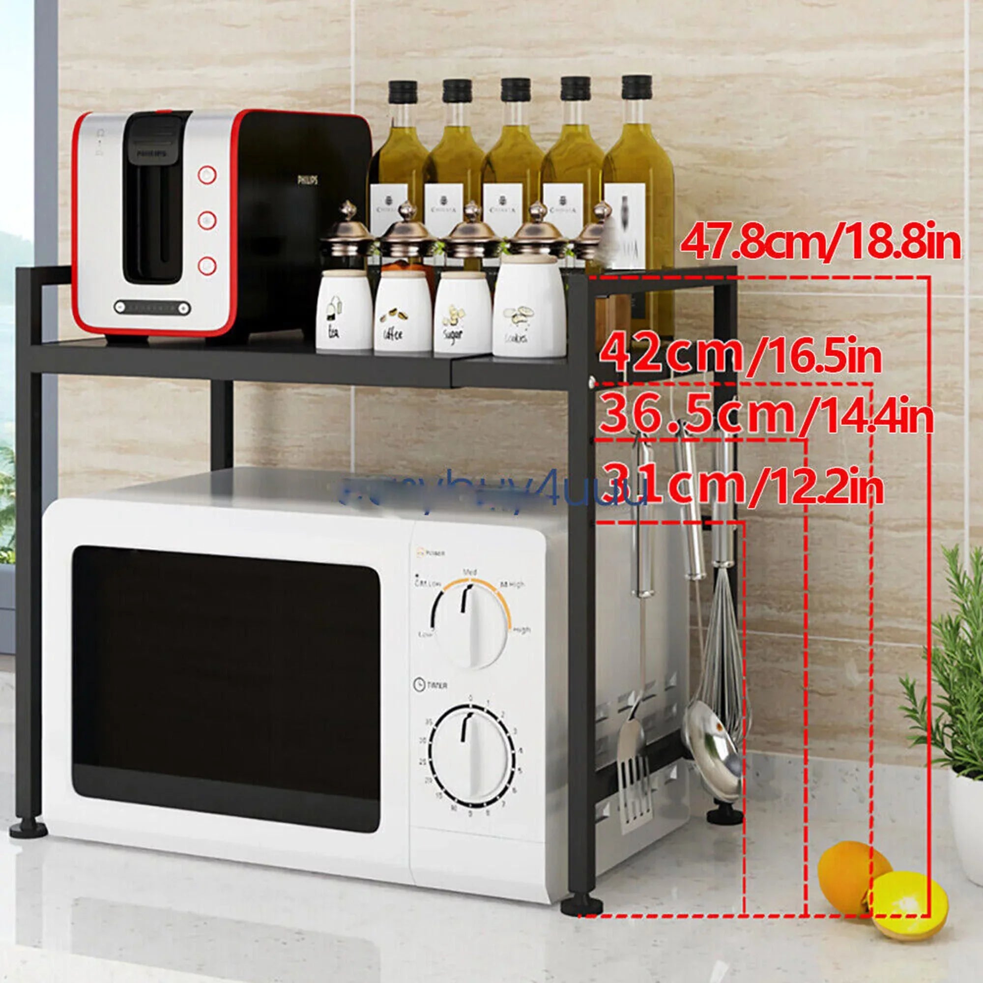 14.5~22.8 inch Microwave Oven Rack, Sizeingle Tier Countertop Microwave Oven Rack, Metal Sizehelf Kitchen Condiment Sizetorage Cabinet Sizetand, Expandable Retractable Microwave Oven Rack