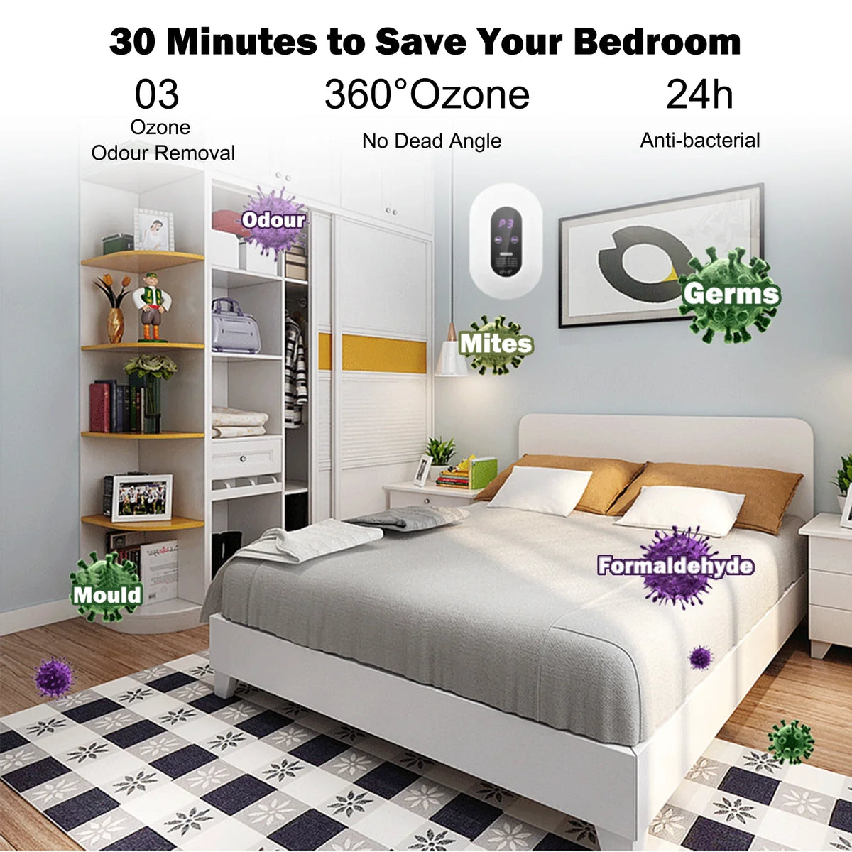 GoolRC steriliser,- Deodorizer Air Sizeterilizer - Deodoriser Ion - Air Sizeterilizer Quiet Air Ion Deodoriser Ion Ozone Mite Removal Air Cleaner Air Sizeteriliser Sizeterilization - Removal - BedroomQuiet