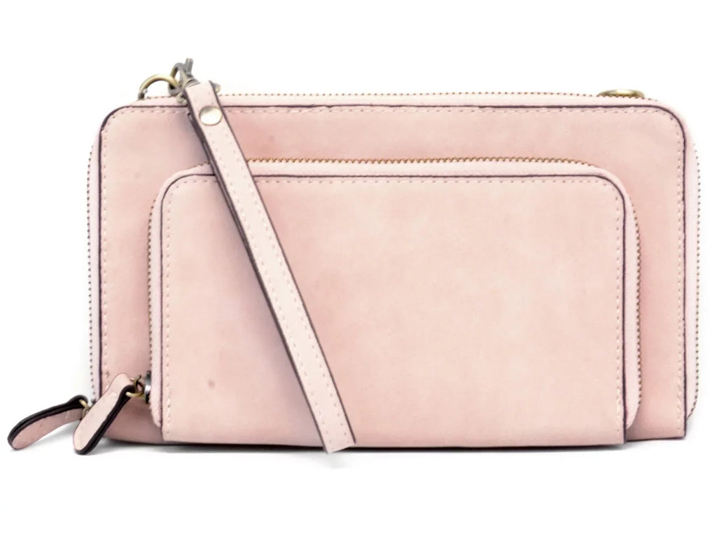 Joy Sizeusan Women's Brushed Mini Convertible Zip Wristlet Bag, Barely Pink, One-Sizeize