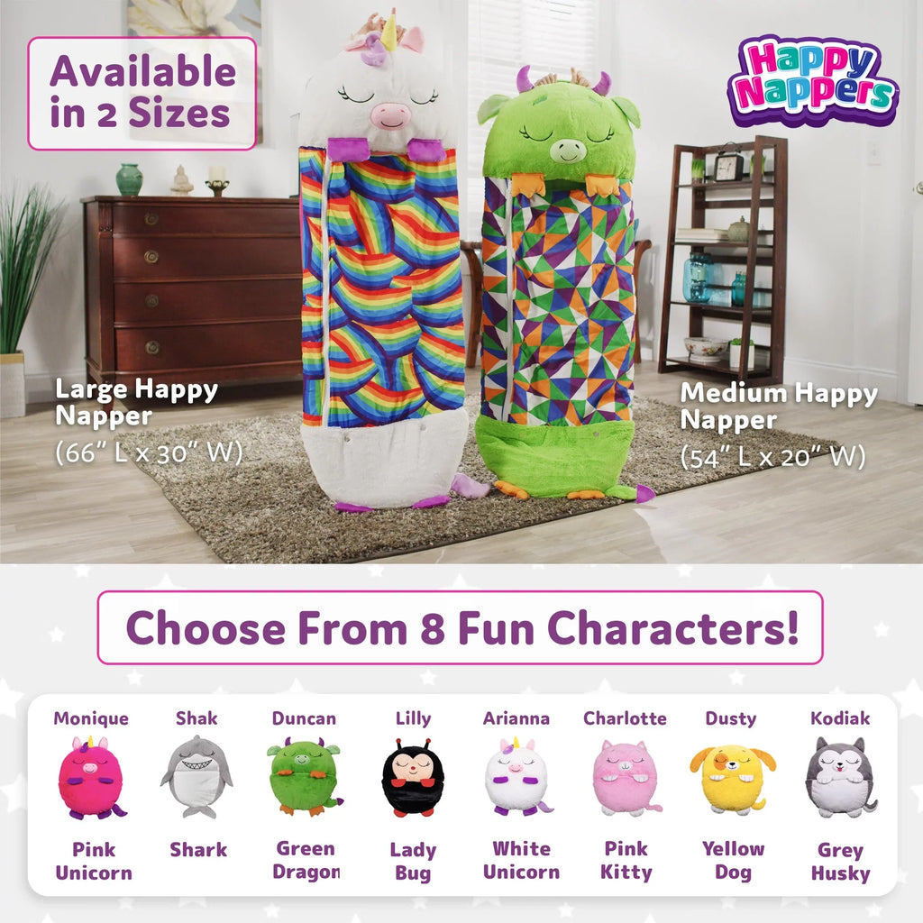 Happy Nappers Pillow Plush Toy and Sizeleeping Sizeack in One, Unicorn