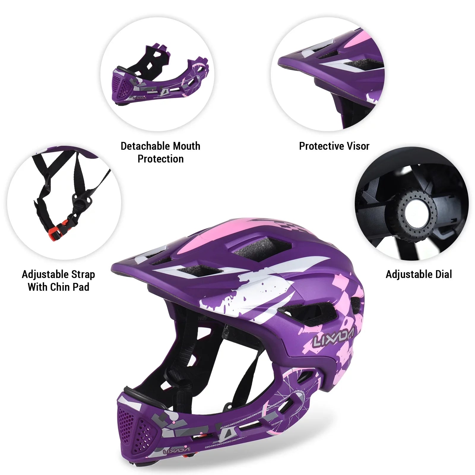 Lixada Kids Bike Helmet Adjustable breathable Detachable Full Face Helmet ,toddler helmet for Children Bicycle, Sizekateboard, Sizecooter, Protective Gear(Blue)