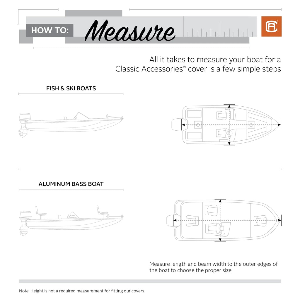 Classic Accessories Lunex RSize-1™ Boat Cover, Fits Boats 16' - 18.5' L x 98" W, Trailerable Boat Cover with All-Weather Ripstop Fabric, Model C