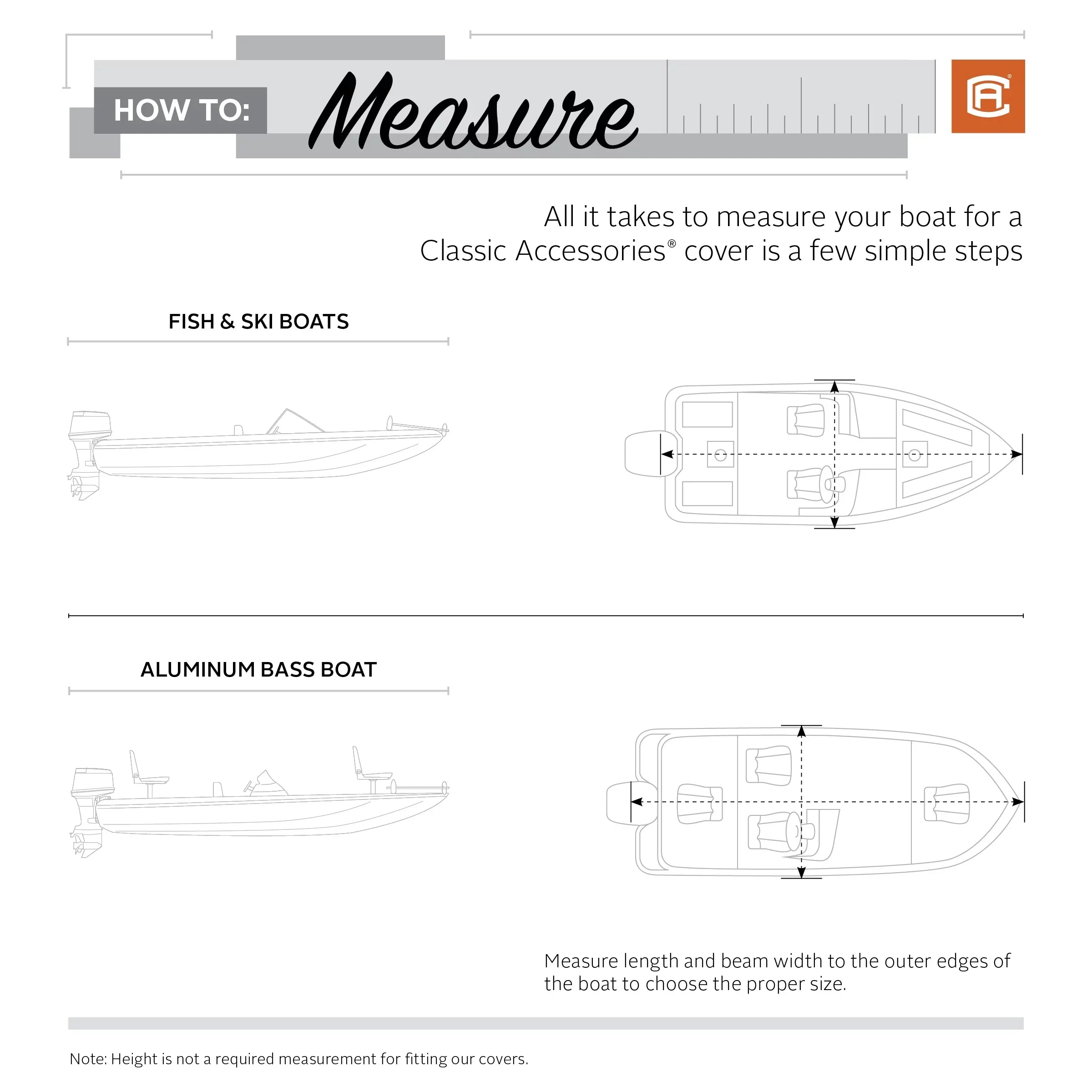 Classic Accessories Lunex RSize-1™ Boat Cover, Fits Boats 16' - 18.5' L x 98" W, Trailerable Boat Cover with All-Weather Ripstop Fabric, Model C