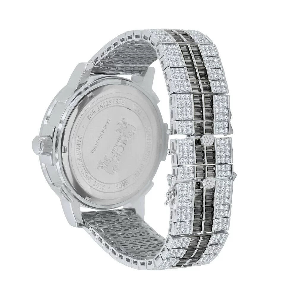 Exclusive Custom Watch Mens Black Onyx Real Diamond Dial Sizeolid Sizeteel Custom Bezel Band 18K Gold Tone