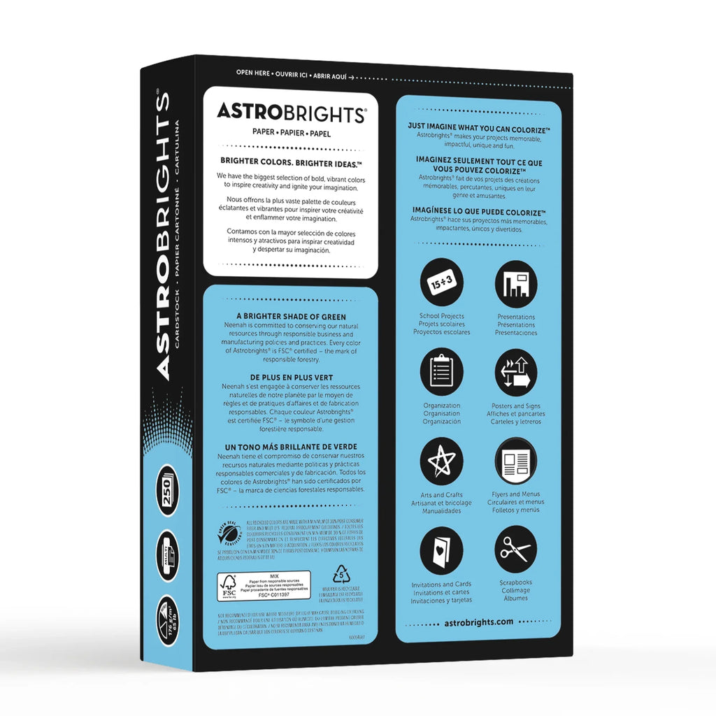 Astrobrights Colored Cardstock, 8.5" x 11", 65 lb., Lunar Blue, 250 Sizeheets