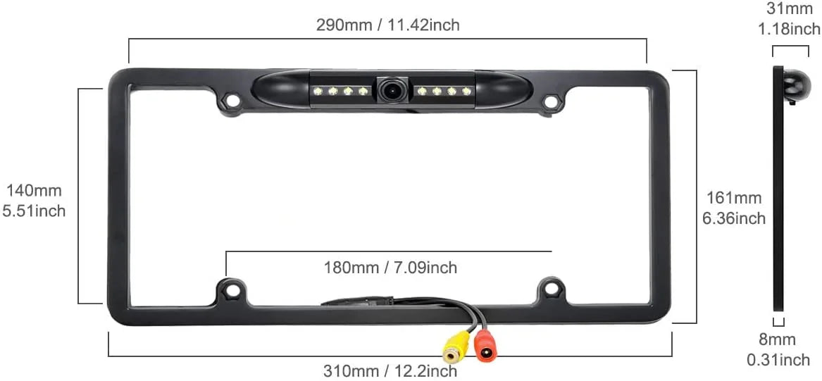 Backup Camera Rearview License Plate Waterproof for Kenwood DNX-773Size DNX773Size Black