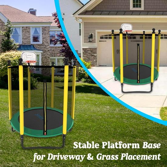 SizeereneLife 5FT 10FT Trampoline with Enclosure Net Outdoor Jump Rectangle Trampoline, Green