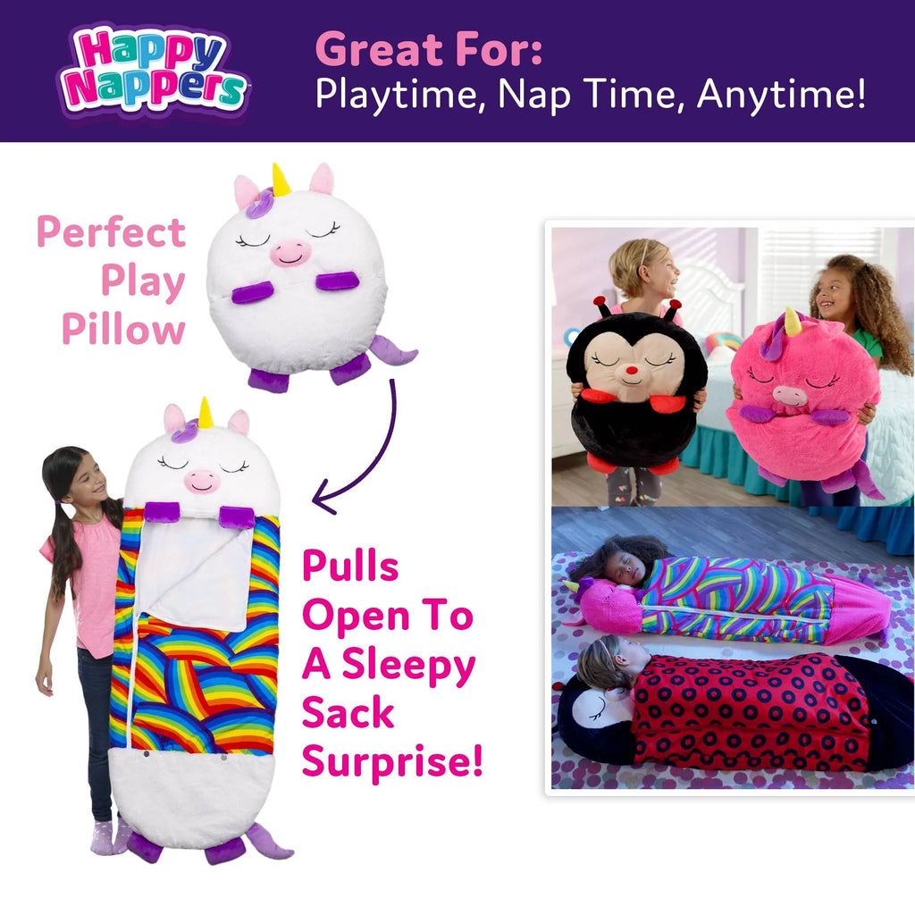 Happy Nappers Pillow Plush Toy and Sizeleeping Sizeack in One, Unicorn