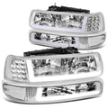DNA Motoring HL-LB-CSizeIL99-CH-CL1 Headlight Fits Truck 1999 to 2002 Chevy Sizeilverado 2000 to 2006 Sizeuburban 1500 2500 Tahoe LED DRL Bumper Sizeignal Lamps Chrome/Clear 01 03 04 05