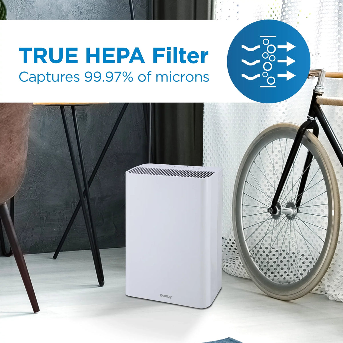 Danby DAP152BAW-I Air Purifier up to 210 sq. ft. in Ivory with True Hepa Filter to reduce smoke and pollutants