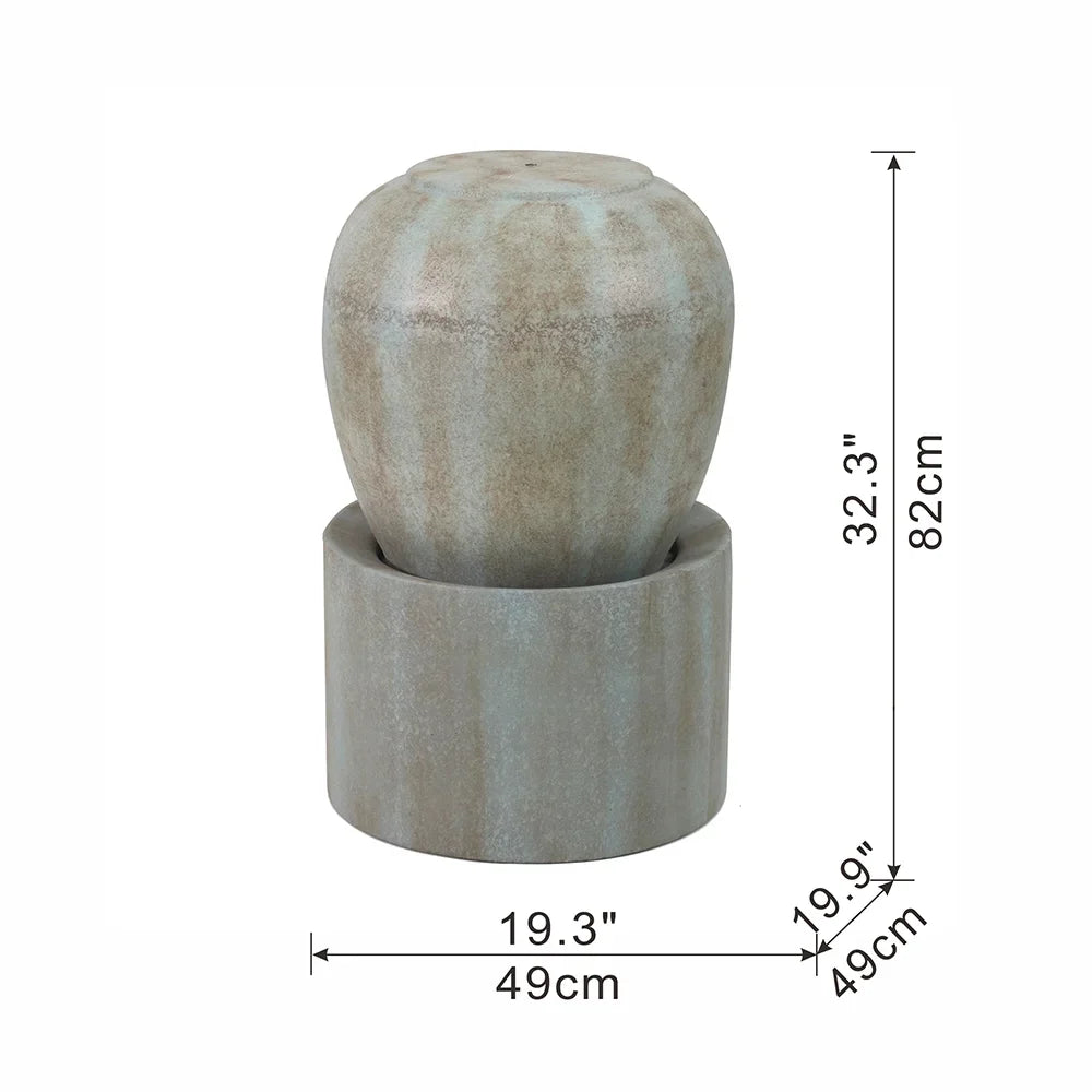 CoSizeoTower 19.5X19.5X32.5" Heavy Outdoor Cement Fountain Antique Blue, Cute Unique Urn Design Water Feature for Home Garden, Lawn, Deck & Patio