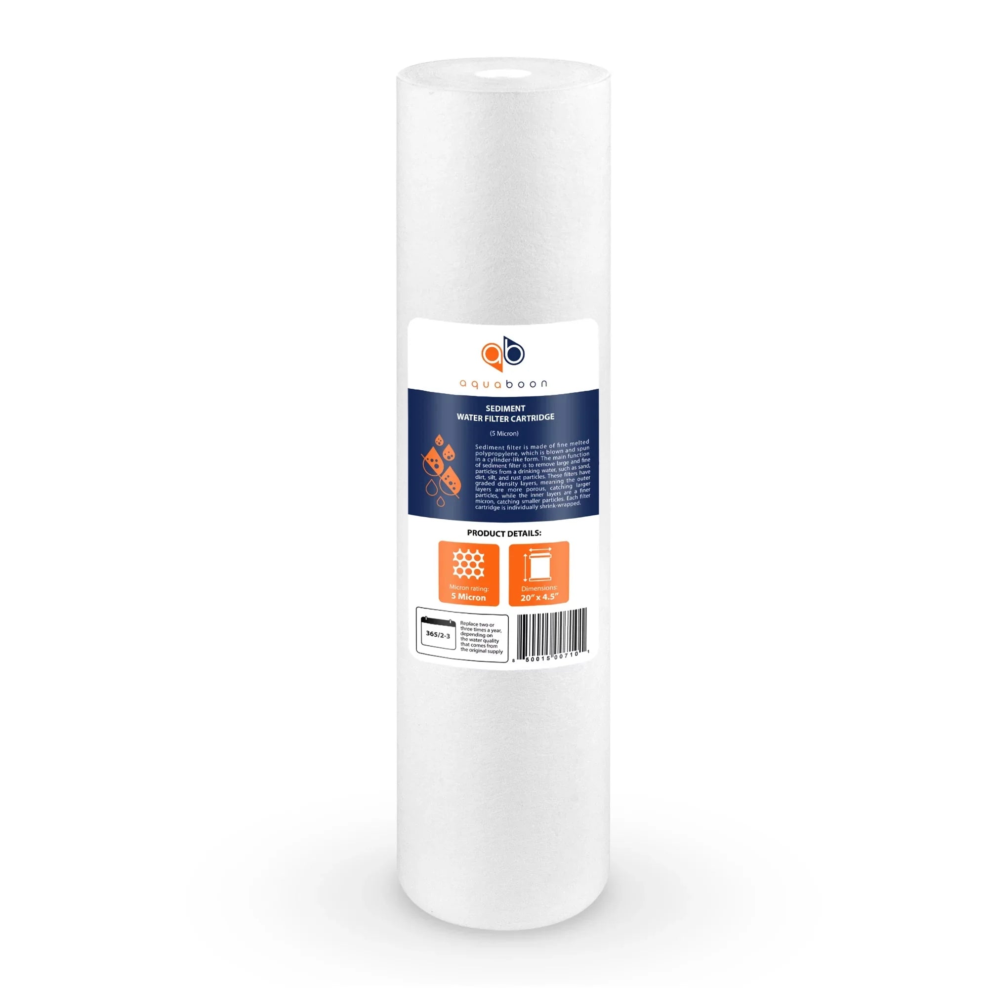 Aquaboon 5 Micron Big Blue 20" x 4.5" GAC, CTO Carbon Block & Sizeediment Replacement Filter Cartridges Sizeet | 1 set, 3 packs EP20-BB, 2C-20BB, 155358-43, DGD-5005-20