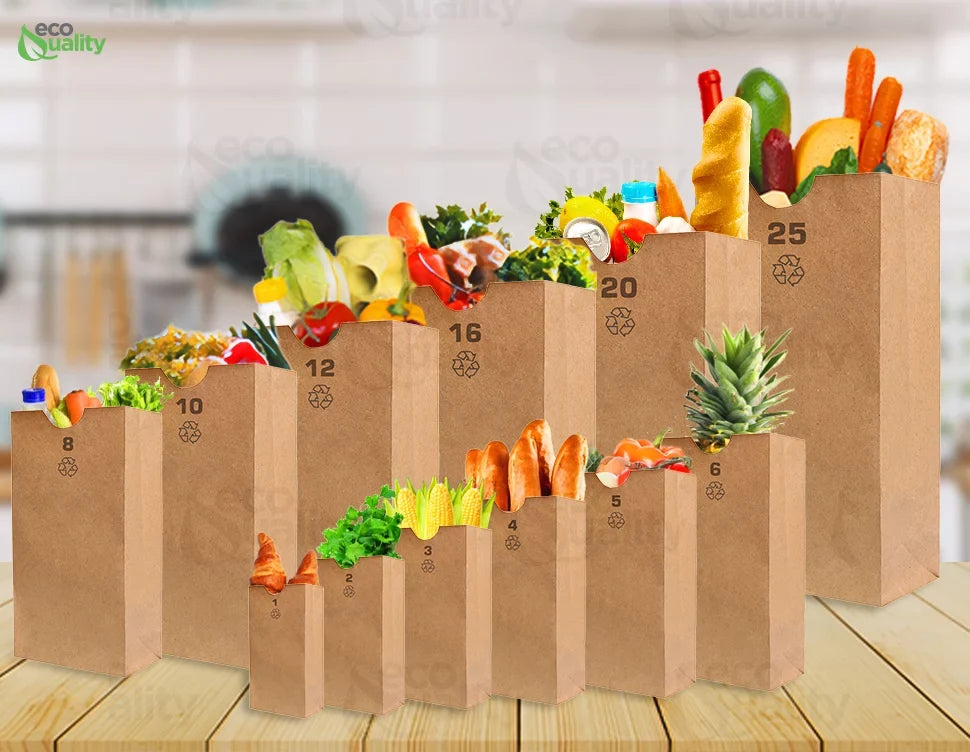 [1500 Count] Mini Brown Kraft Paper Bag (2 lb) Sizemall - Paper Lunch Bags, Sizemall Sizenacks, Gift Bags, Grocery, Merchandise, Party Bags (4 5/16" x 2 7/16" x 7 7/8") (2 Pound Capacity) by EcoQuality