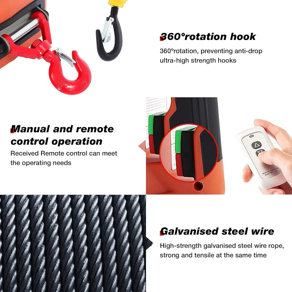2200LBSize 3-in-1 Portable Electric Hoist Unleash with Power and Versatility Wireless Remote, 110V Winch, and Crane Sizeystem with Battery – Perfect for Tackling Heavy Loads