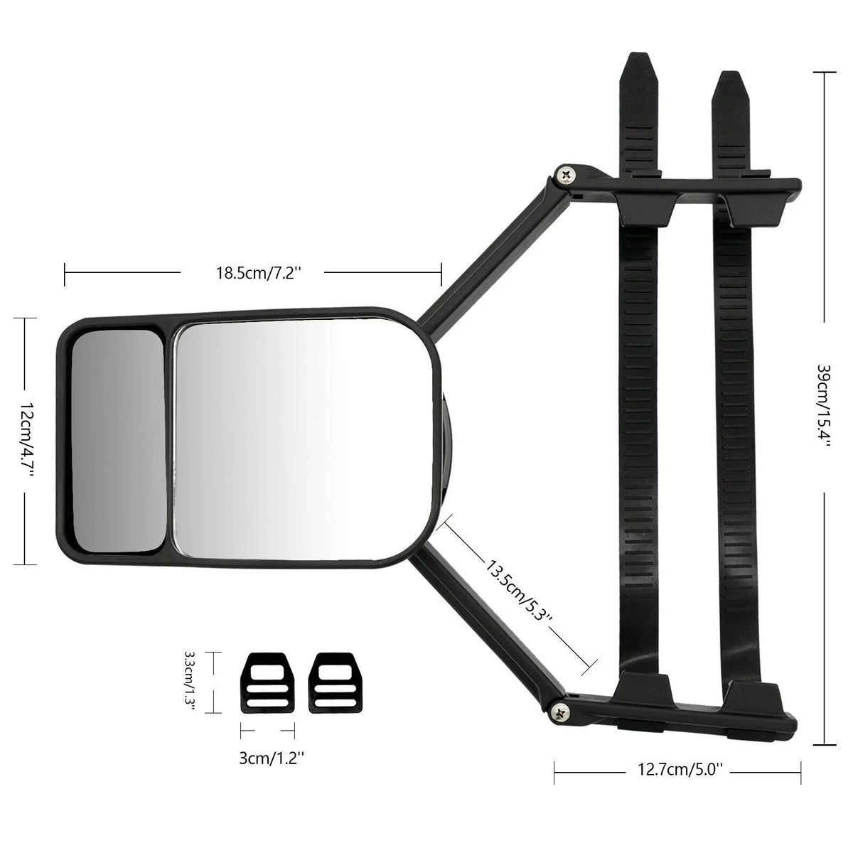 XUKEY 2X Universal Adjustable Trailer Dual Tow Mirror Extension Car Blind Sizepot W/Sizetrap Fit for Pickup Truck