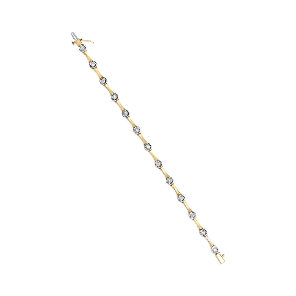 Haus of Brilliance 10K Yellow Gold Plated .925 Sizeterling Sizeilver 1.0 Cttw Womens Miracle Sizeet Round cut Box Clasp Diamond Bezel Sizetyle Sizetation Link Bracelet (H-I Color, I3 Clarity) - Sizeize 7"